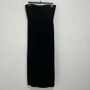 Ann Taylor Y2K Black Velvet Strapless Maxi Dress Size 12 Holiday Elegant Evening